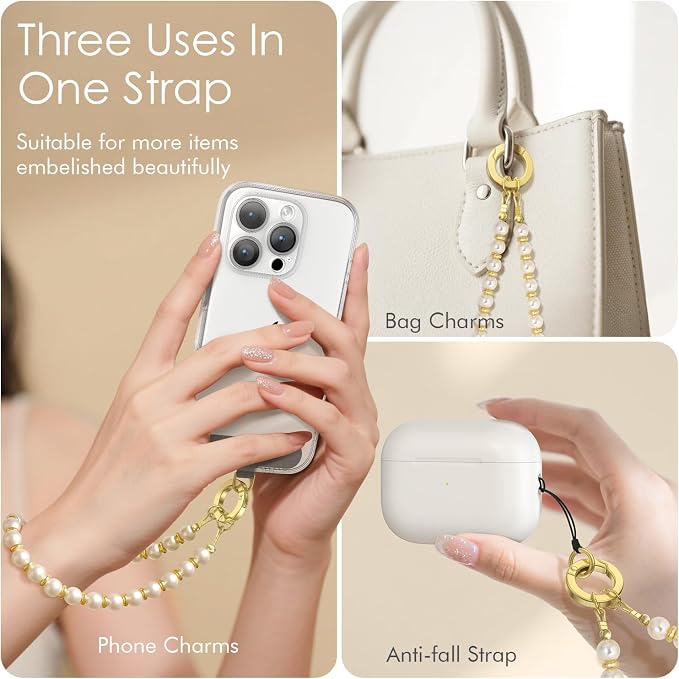 SURPHY Phone Charm, Handmade Beaded Phone Wrist Strap with Tether Tab | Phone Charm Strap, Phone Chain with Premium Metal Buckle, Wrist Strap Fits Cellphone Cases, Wallets, Bags, Keys - Image 3
