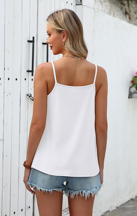 WIHOLL Tank Tops for Women Beaded Spaghetti Strap Cami Flowy Scoop Neck Sleeveless Summer Beach Vacation Spring Clothes - Image 4