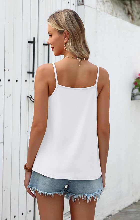 WIHOLL Tank Tops for Women Beaded Spaghetti Strap Cami Flowy Scoop Neck Sleeveless Summer Beach Vacation Spring Clothes - Image 4