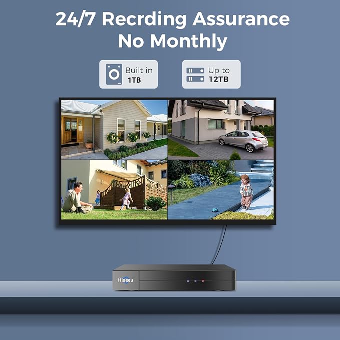 Hiseeu 4K Wired Security Camera System Outdoor 4 Channel with Audio | Smart Dual Light,AI Human/Vehicle Detection,1TB HDD,4K Surveillance DVR Kit 8CH,4X8MP Home CCTV Cameras,Smart Playback - Image 7
