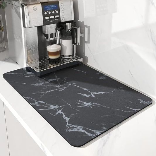 AMOAMI-Coffee Mat Hide Stain Rubber Backed Absorbent Dish Drying Mat for Kitchen Counter-Coffee Bar Accessories Fit Under Maker Machine Pot Espresso Machine Dish Rack by AMOAMI