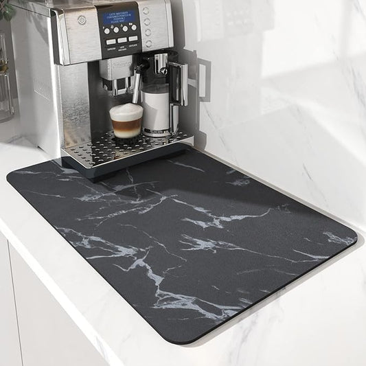 AMOAMI-Coffee Mat Hide Stain Rubber Backed Absorbent Dish Drying Mat for Kitchen Counter-Coffee Bar Accessories Fit Under Maker Machine Pot Espresso Machine Dish Rack 16"x24" by AMOAMI