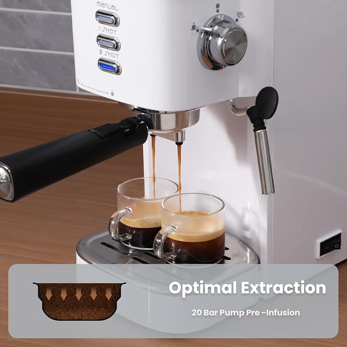 Gevi 20 Bar Compact Espresso Machine with Milk Frother for Latte&Cappuccino | Budget under$150; Removable Water Tank; Produce Good Crema; Include Necessary Accessories; Can Make Americanos; Easy to Clean - Image 5