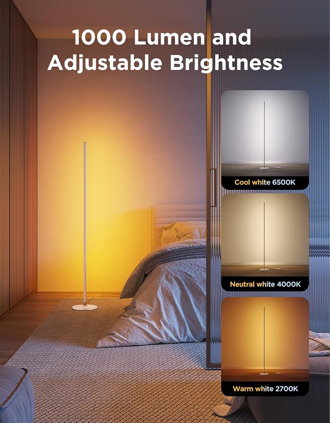 Govee RGBIC Floor Lamp Basic, 1000lm LED Corner Lamp | Works with Alexa, Smart Modern Floor Lamp with Music Sync and 16 Million DIY Colors, Color Changing Standing Lamp for Bedroom - Image 7