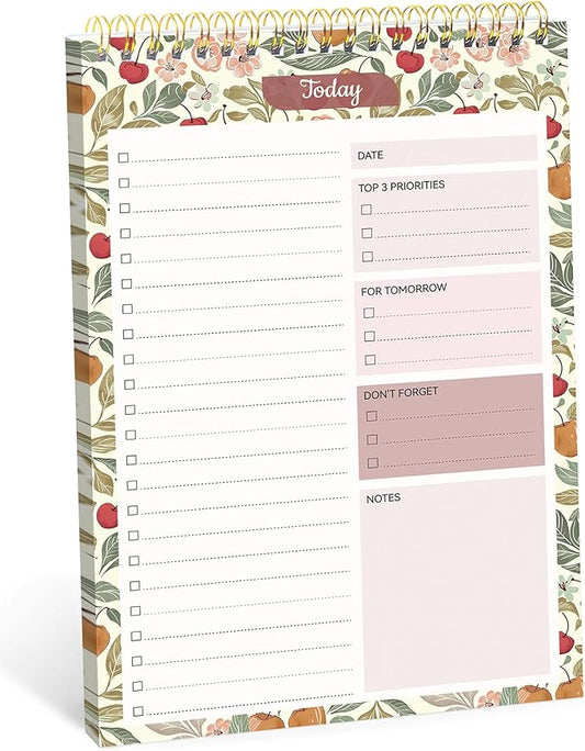 Taja To Do List Notepad, Undated Daily Planner for Work and Goal Setting | Cherry Orchard, 52 Sheets, 9.8" x 6.5" , for Office, Home and school, Daily Task Planning, Notes and Everyday Organization by Taja