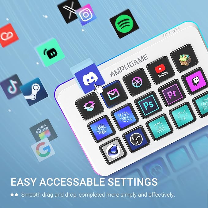 FIFINE AmpliGame Gaming Controller with 15 Shortcuts for OBS Streaming Studio with Macro Keys, Trigger Actions, PC Media RGB Controller for Content Creation/Office Work-D6 White - Image 7