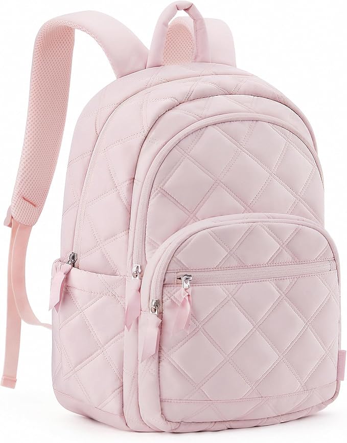BAGSMART College Laptop Backpack,Cute Travel Backpack for Women,Quilted Computer Bookbag by BAGSMART