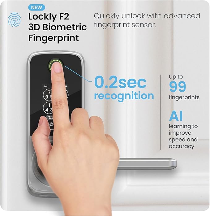 Lockly Secure Pro Smart Lock with Handle - Biometric Fingerprint & Patented Anti-Peep PIN Genie Keypad, Built-in Wi-Fi Keyless Entry Door Lock, App Remote Control, Works with Alexa & Google Assistant - Image 5