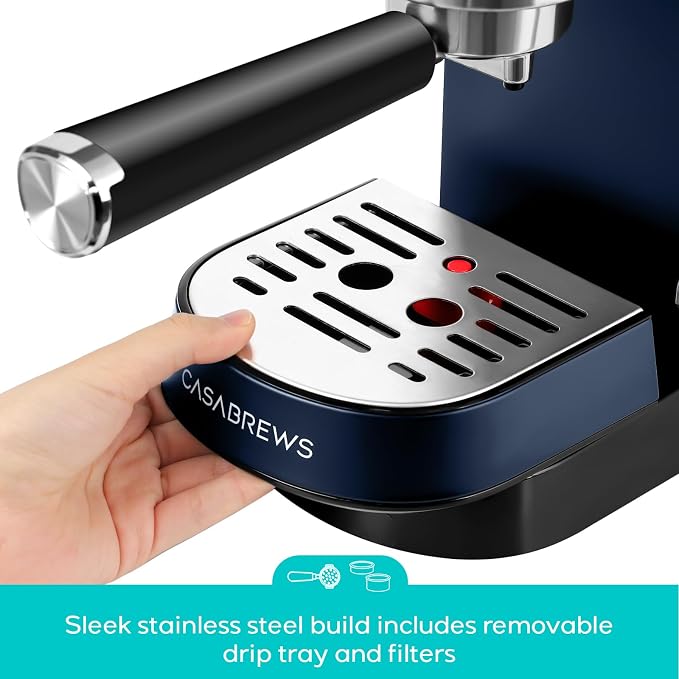 CASABREWS CM5418 Espresso Machine, Espresso Coffee Maker with Steam Wand | Stainless Steel, 20-Bar Pump, Built-in Pressure Gauge, Powerful Steam Wand for Cappuccino Latte for Home, 34oz Water Tank - Image 6
