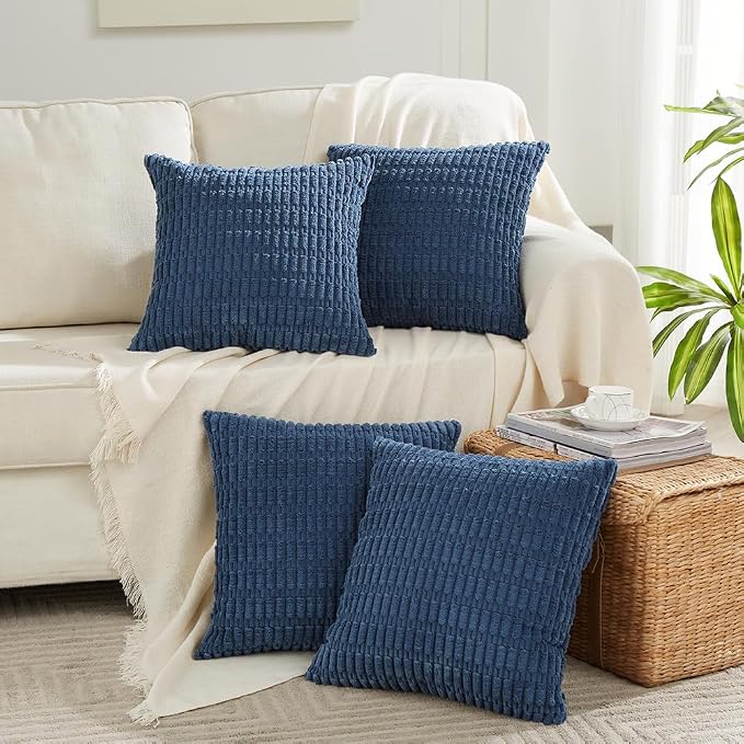 Fancy Homi 4 Packs Decorative Throw Pillow Covers for Living Room Couch Bed, Modern Farmhouse Boho Home Décor Accent Cushion Case, 14" x 14", Dusty Blue - Image 6