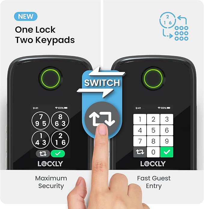 Lockly Secure Pro Smart Lock with Handle - Biometric Fingerprint & Patented Anti-Peep PIN Genie Keypad, Built-in Wi-Fi Keyless Entry Door Lock, App Remote Control, Works with Alexa & Google Assistant - Image 3