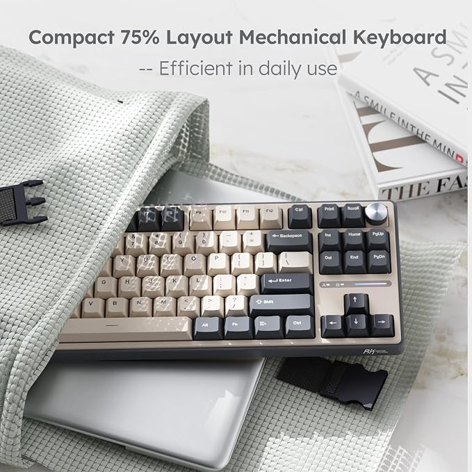 RK ROYAL KLUDGE R87 Pro Wired Mechanical Keyboard with Hot Swappable Knob 75% RGB Backlit Gaming Keyboard 88 Keys TKL Gasket Mounted with QMK/VIA and Linear Creamy Switch - Image 4