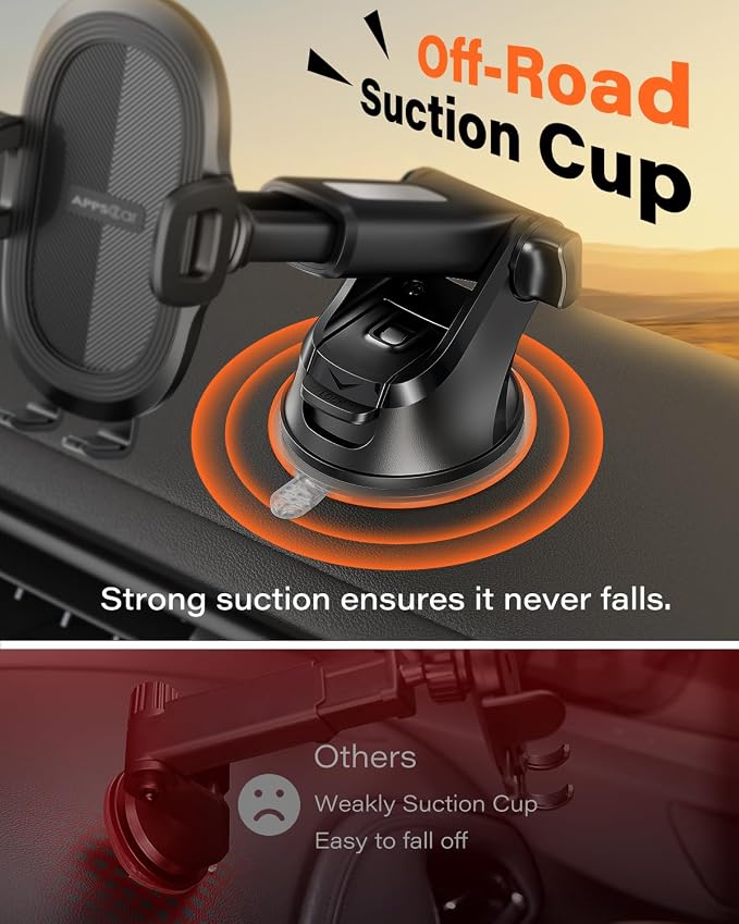 APPS2Car Car Phone Mount with Suction Cup, Universal Windshield Dashboard Holder with Sticky Gel Pad, Compatible with iPhone 17/16/15/14/13, Samsung, Most Smartphones - Image 3