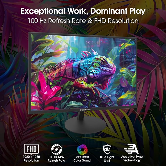 Sceptre E275W-19203R 27 inch1080P LED Monitor 99% sRGB 2X HDMI VGA Build-In Speakers, Machine Black (E275W-19203R series) | 27 FHD Va Panel, 3ms G-to-G, Srgb 94%, 2x3w Speakers, Vesa 100x100 - Image 4