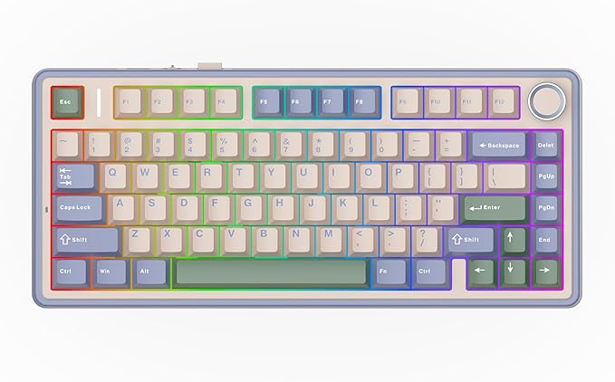 EPOMAKER x Aula F75 Gasket Mechanical Keyboard, 75% Wireless Hot Swappable Gaming Keyboard with Five-Layer Padding&Knob, BT/2.4GHz/USB-C, RGB (Green, LEOBOG Reaper Switch) by EPOMAKER