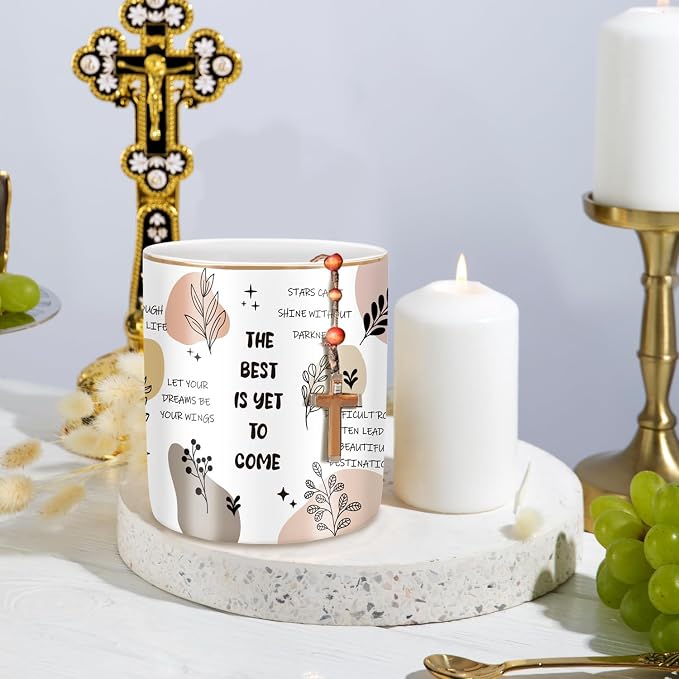 Cute Desk Pencils Pen Holder, Pencil Cup Holder for Desk, Ceramic Desktop Storage Pen Pencil Organizers Stationery Supplies for Office, Home, Words Pattern - Image 3
