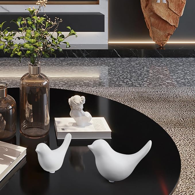 Notakia Small White Birds Statues Home Decor Modern Style Decorative Ornaments for Living Room Decor, Bedroom, Office Desktop, Cabinets (2Pcs White Birds) - Image 8