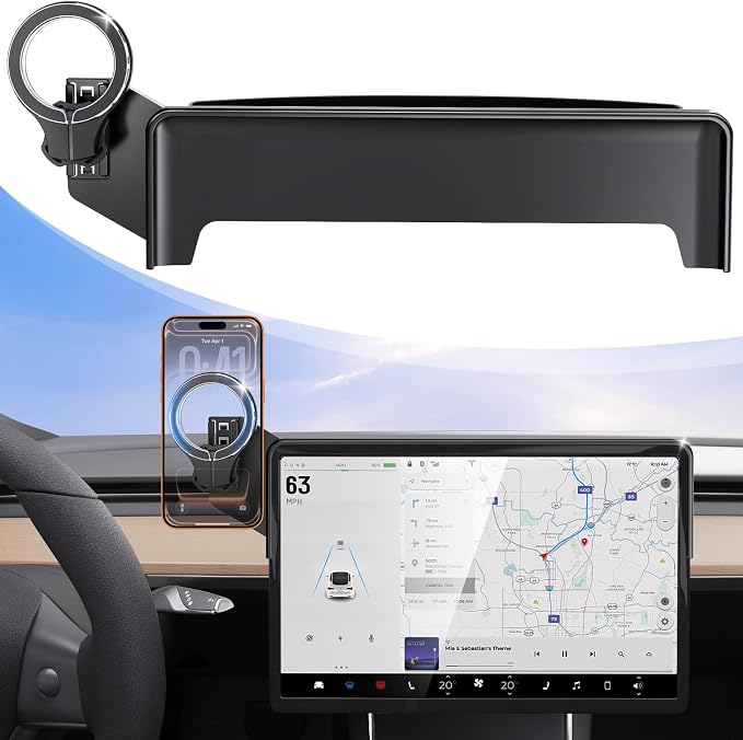 Magnetic Car Mount for Tesla Model Y 2020 2021 2022 2023 2024 & Model 3 2017 2018 2019 2020-2023: 360° Adjustable Car Touch Screen Phone Holder Made for Model 3/Y, for Magsafe iPhone Accessories - Image 7