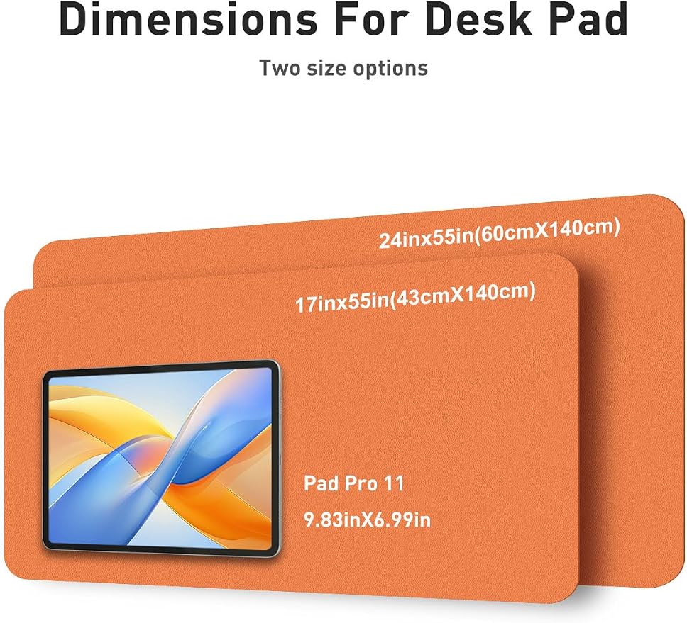 Aothia Faux Leather Desk Mat - Large Mouse Pad, Non-Slip PU Leather Blotter, Waterproof Writing Surface for Office and Home (Hermes Orange, 55" x 17") - Image 5