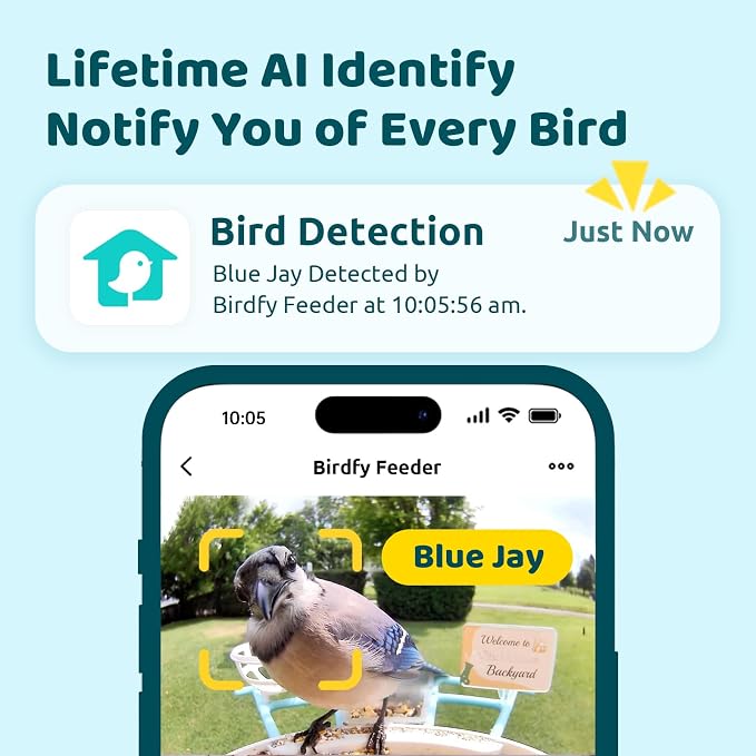 NETVUE by Birdfy Smart Bird Feeder with Camera – AI Identifies Birds Species 2MP Night Vision & App Alerts, 2.4Ghz Wi-Fi Connect IP65 Weatherproof Bird Camera-Gift for Backyard BirdWatchers, Yellow - Image 2