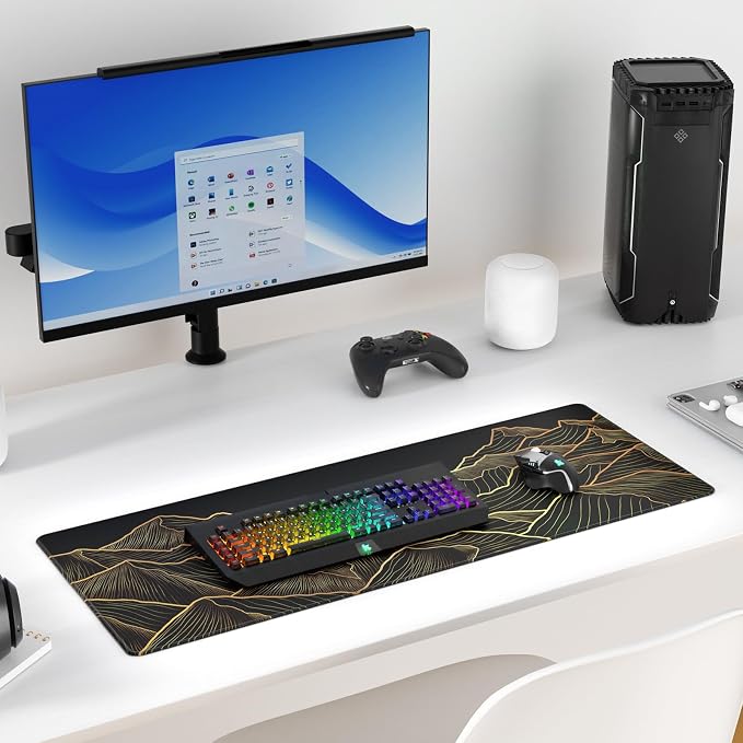 KTRIO Large Gaming Mouse Pad, Desk Mat, 31.5 x 11.8 in, Bright Rise, XL | Smooth Micro-Weave Surface, Artistic Pattern Design, Non-Slip Rubber Base, Durable Stitched Edges, Office & Home Use - Image 5