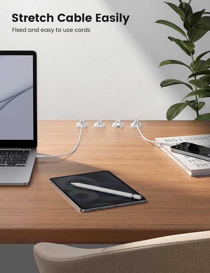 10Pack Cable Spring Holder Clips, Cord Organizer for Desk - Lamicall Adjustable Cord Clip, Wire Holder Organizer, Phone USB Charger Cable Holder, White | Wire Holder Organizer, Phone USB Charger Cable Holder, Cable Management for Nightstand Wall, Adhes... - Image 4