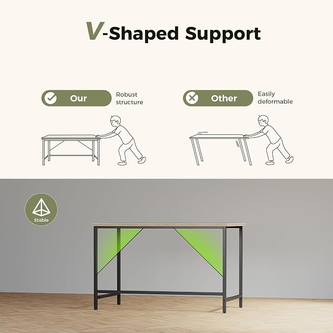 Mericonia 48x20 Inch Computer Desk, 0.6" Thick Small Office Table | Modern Simple Style, Small Study & Writing Table for Home Bedroom Work, Brown - Image 4