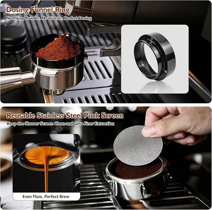 7Pcs Espresso Accessories Kit 58mm Coffee Tamper Set Tool for Barista | Espresso Machine Accessories Tools Tamper Kit with Tamping Station, WDT Tool, Coffee Distributor, Dosing Funnel, Puck Screen - Image 6