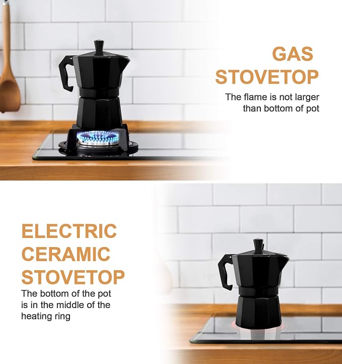 Mixpresso 3 Cup Moka Pot Stovetop Espresso Maker, Italian Cuban Coffee Pot | 5oz aluminum Italian coffee maker for gas and electric stovetops, small design for traditional espresso-style coffee at home - Image 5