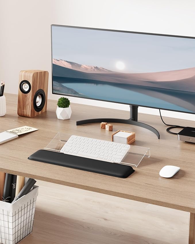 Laborio Computer Keyboard Wrist Rest, Keyboard Riser Stand for Desktop | Clear, Ergonomic Acrylic Keyboard Holder, Non-slip Wrist Pad, Pain Relief for Typing, Multiple Colors - Image 7