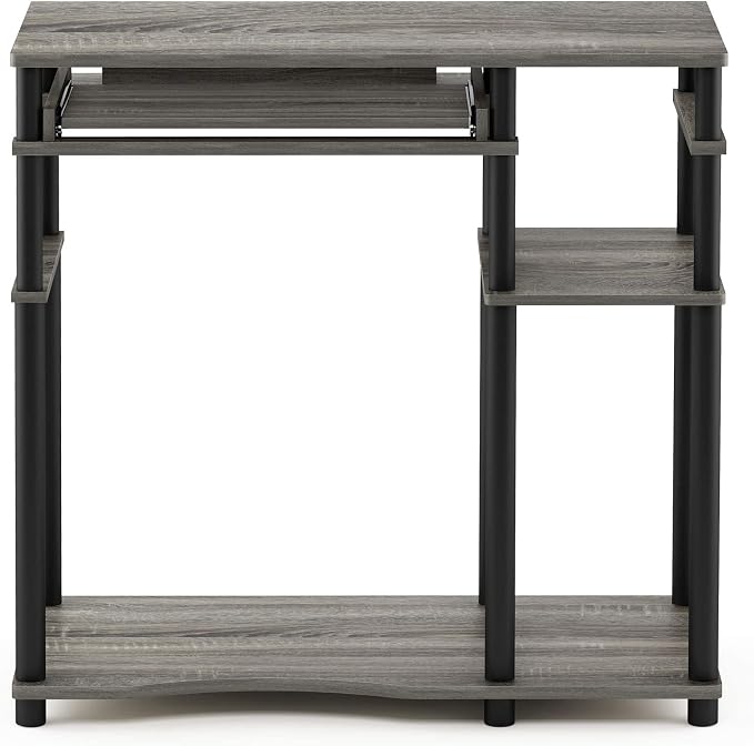 Furinno Abbott Computer Desk with Bookshelf, French Oak Grey/Black - Image 7