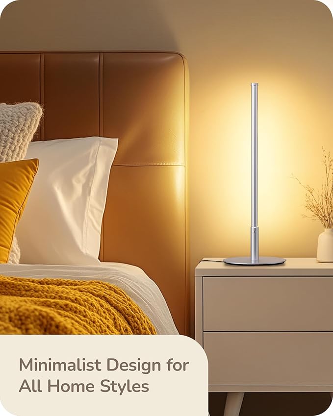 EDISHINE Upgraded LED Table Lamp, Stepless Dimmable Bedside Lamp with 3 Color Temperature, Modern Nightstand Lamp, Desk Lamp for Bedroom, Living Room, Corner, Gift, Metal Finish, Silver, 6W | 3 Color Temperature, Stepless Dimmable, 6W, Metal Finish, Sl... - Image 5