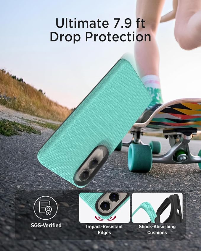 Miimall Slim ＆ Rugged for Samsung S25 Edge Case, 10FT Military Shockproof Dropproof, Anti-Slip Grip Anti-Scratch Dustproof Men Thin Heavy Duty Protective Case for Galaxy S25 Edge, Mint Green - Image 2
