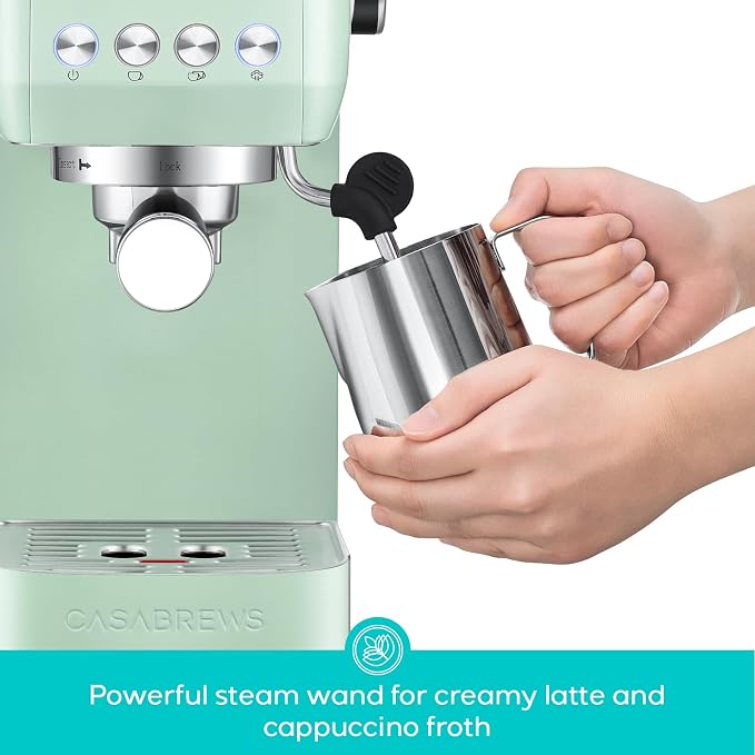 CASABREWS 3700 Essential Espresso Machine, Stainless Steel Espresso Maker | 20-Bar Italian Pump, Powerful Steam Wand, 43.9oz Removable Water Tank, Compact Espresso Maker for Home, Cappuccino & Latte - Image 4