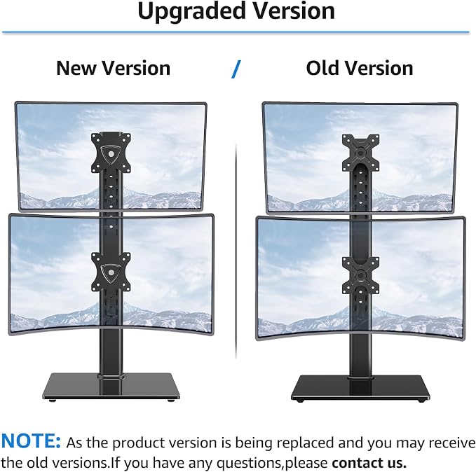 MOUNTUP Vertical Dual Monitor Stand, Stack Two Screens up to 32 inches,33 Lbs, Free-Standing Monitor Desk Mount, Monitor Riser with Swivel, Tilt, Height Adjustable, VESA Stand 100 x 100mm, 75 x 75mm - Image 8