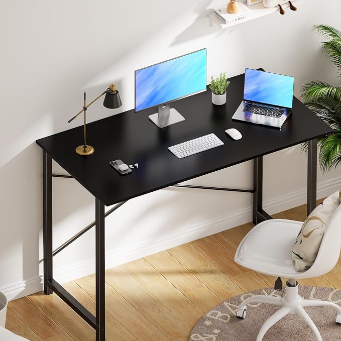 OLIXIS 44 Inch Computer Office Desk for Small Spaces, Writing Gaming Work Desk Modern Study Table with Metal Frame Home Bedroom, Black | Metal Frame, Writing Gaming Work, Home Bedroom, Easy Assembly, Sturdy Design, Black - Image 7