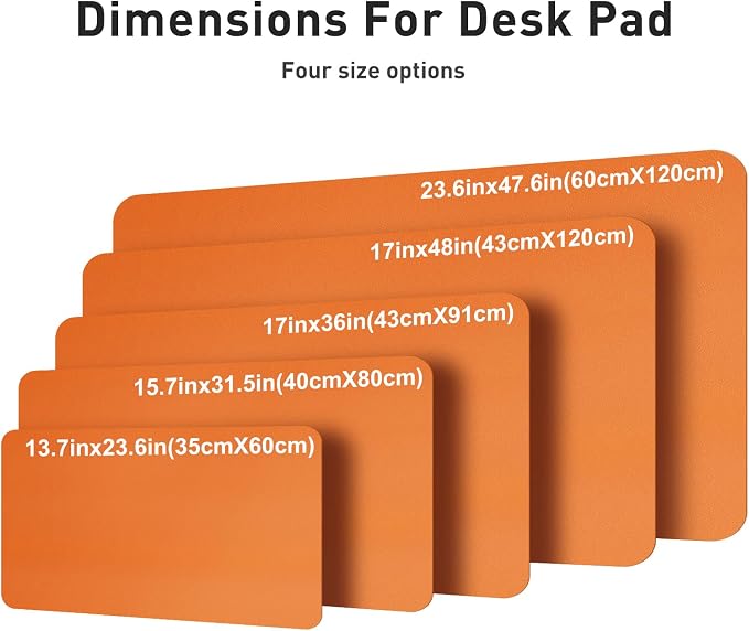 Aothia Faux Leather Desk Mat – Large Mouse Pad, Non-Slip PU Leather Blotter, Waterproof Writing Surface for Office and Home (Hermes Orange, 47.2" x 23.6") - Image 5