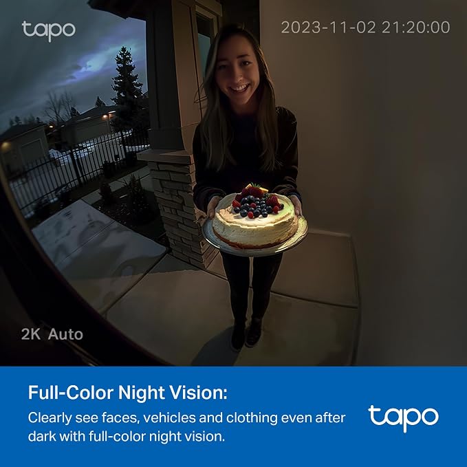 Tapo 2K Wireless Smart Video Doorbell with Chime - 160° Ultra-Wide View,Person Detection, Ring Call, 2-Way Audio, Subscription-Free Local Storage/Optional Cloud, Motion Only Alert, D210 - Image 7