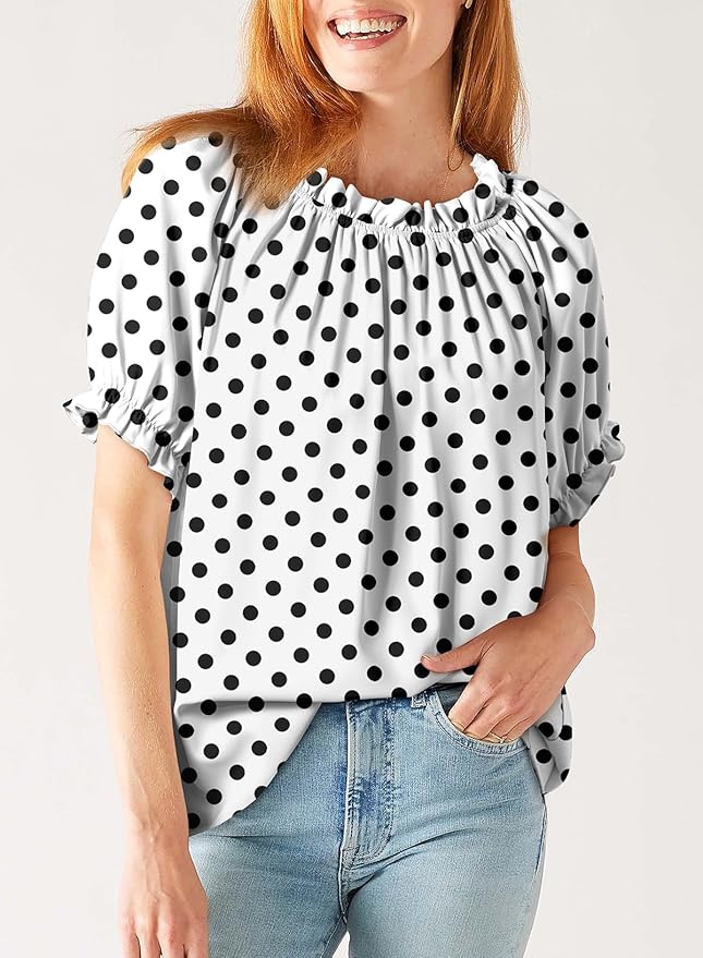 EVALESS Womens Tops Off The Shoulder Blouses for Women Dressy Casual Cute Puff Sleeve T Shirts Fashion 2026 - Image 4
