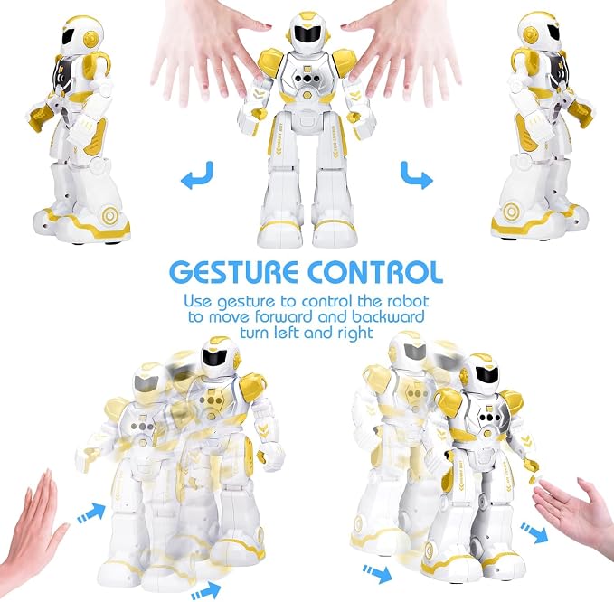 KingsDragon Robots Toy for Kids, RC Gesture Sensing Toy, Interactive Walking Singing Dancing Robot Birthday Presents for Boys Girls Age 6 7 8 9 Years Old,Yellow - Image 4