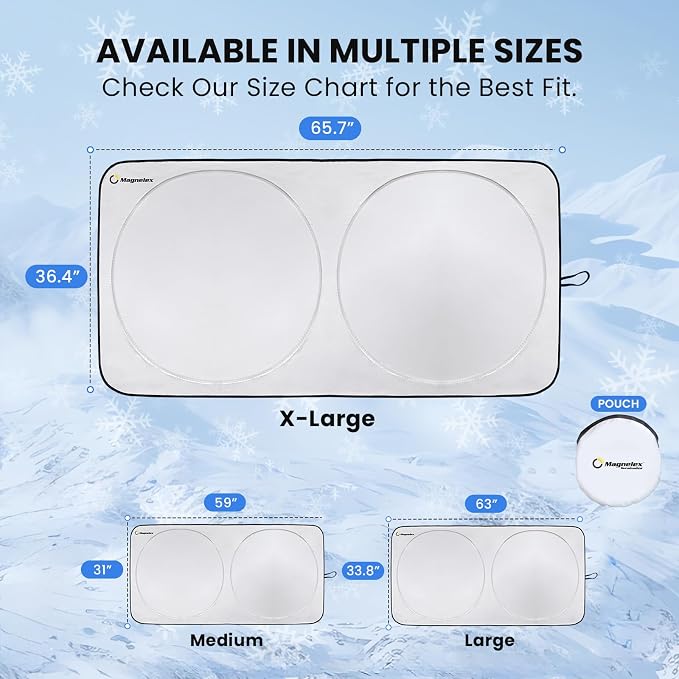Magnelex Car Windshield Sunshade | Innovative No-Light-Pass Technology for Maximum Protection | Foldable Sun Shade Keeps Your Vehicle Cool | Fit for Cars, Trucks, and SUVs | X-Large (65.7 x 36.4 in) - Image 4