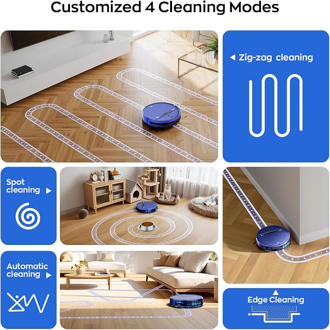 MANVN Robot Vacuum and Mop Combo for Pet Hair, Robotic Vacuum for Hard Floors and Carpets, 2.87'' Ultra-Slim, with 3D Obstacle Avoidance, Wi-Fi/App/Voice Controlled, Self-Charging - Image 5