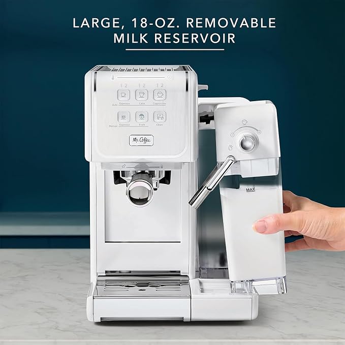 Mr. Coffee One-Touch CoffeeHouse - Espresso, Cappuccino, and Latte Maker, with Easy Serving Espresso (ESE) Pod compatibility - White - Image 2