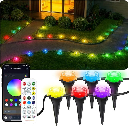 100Ft RGB Ground Lights Outdoor LED Pathway Lights, Multi Color Changing Christmas Decor Waterproof Walkway Lighting for Outside Garden Back Yard Lawn Driveway Patio Landscape Lighting, Smart Control by BonvePet