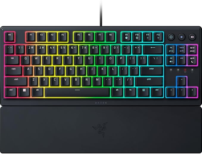 Razer Ornata V3 TKL Gaming Keyboard, Low-Profile Keys, Black | Mecha-Membrane Switches, UV-Coated Keycaps, Backlit Media Keys, 8-Zone RGB Lighting, Spill-Resistant, Magnetic Wrist Rest by Unknown