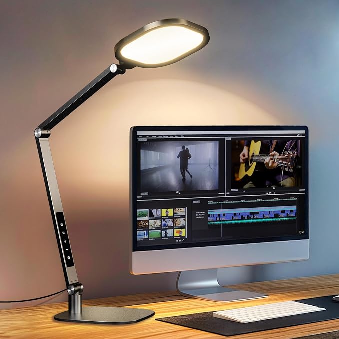 LitONES 2 Packs Desk Lamp for Home Office Zoom Video Calls-Black | 15W LED Desk Ring Light with CRI 97.8 Memory & Timer Function, 1200LM Dimmable Computer Light for Conference, Reading, Study - Image 8