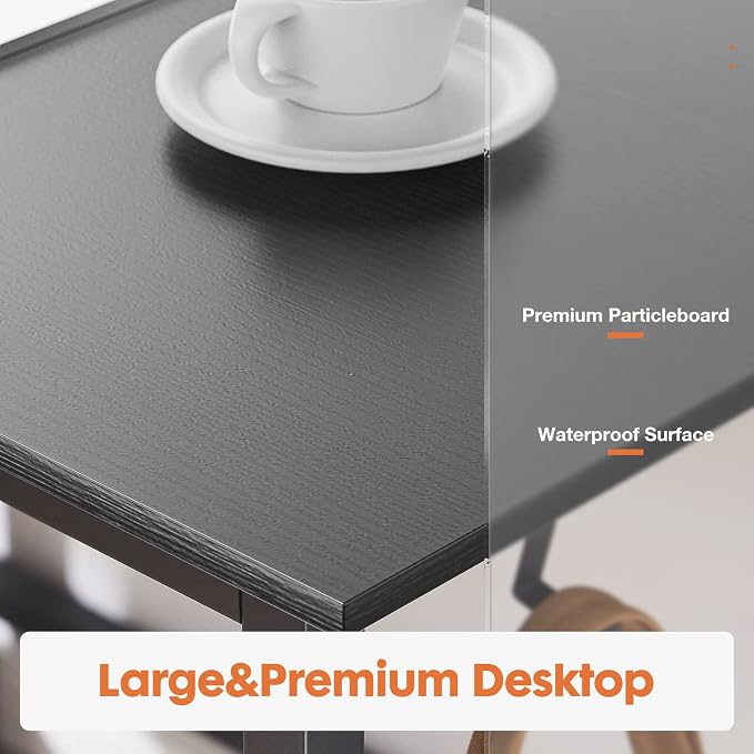 Sweetcrispy 40-Inch Computer Desk with Drawers, Office Desk, Black | Small Desk for Bedroom Home Office with Side Hook, Modern Simple desk with storage for Writing - Image 8