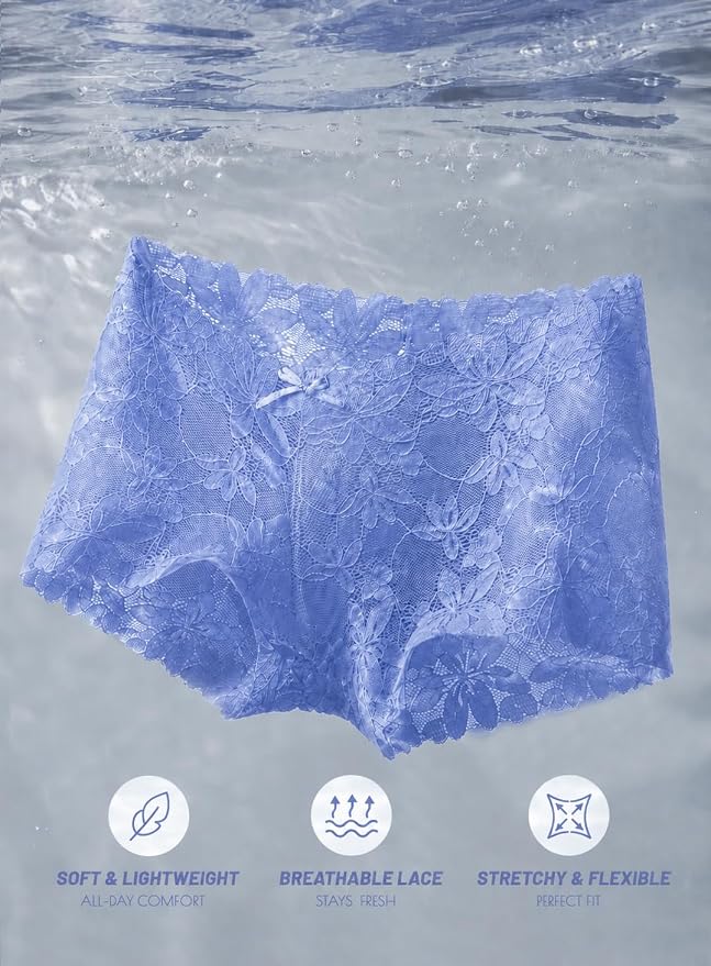 Take Talk Sexy Lace Underwear Panties Lingerie Gift for Women Wife 5 Pack Soft Cheeky Boy shorts Plus Size Underwear Women - Image 6