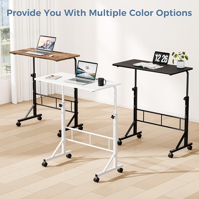 DUMOS 31.5" Walking Pad Desk, Laptop Desk, Home Office | Lockable Wheels, Adjustable Height, Portable Rolling Design, Treadmill Use, Stand Up Style, Black - Image 8
