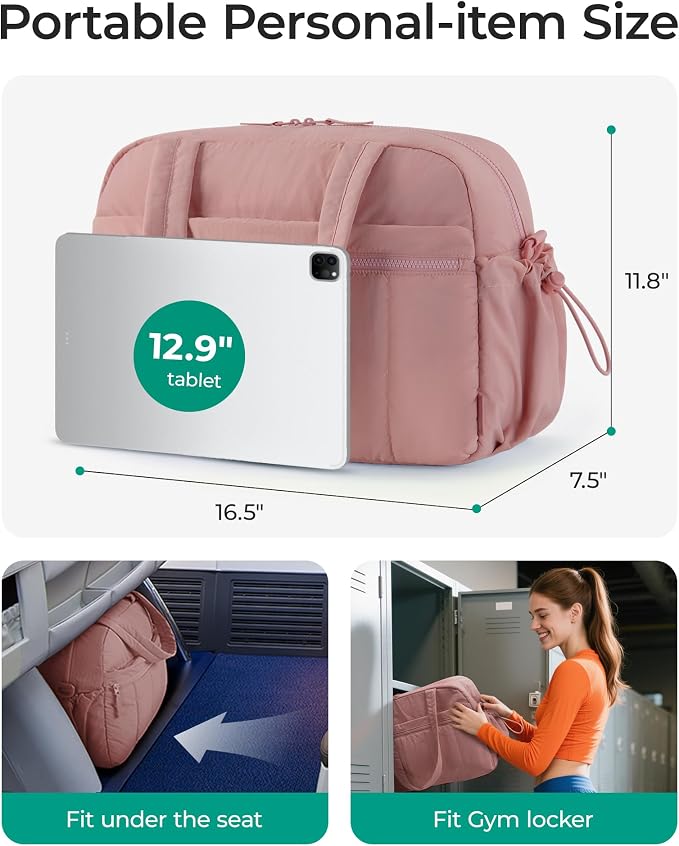BAGSMART Duffle Bag for Travel, Gym Bag for Women, Weekender Carry on Bag | PVC Wet Pocket, Airline Approved Personal Carry-on Size, Fits Under-seat, One Bag for Gym, Travel, Hospital, Overnight - Image 2